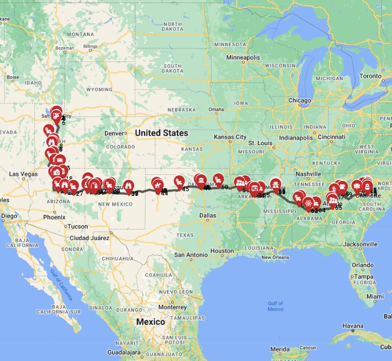 Salt Lake City to Charlotte RV trip planner motorhome route planner